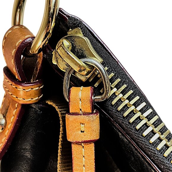 Dooney & Bourke Mckenkie Hobo Black & Brown Leather Bag Zipper, Tassel, Shoulder - Picture 8 of 16